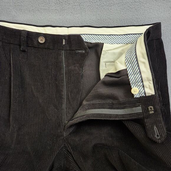 Lauren Ralph Lauren Men 38X34 Black Straight Leg Pleated Corduroy Pants - Picture 5 of 10
